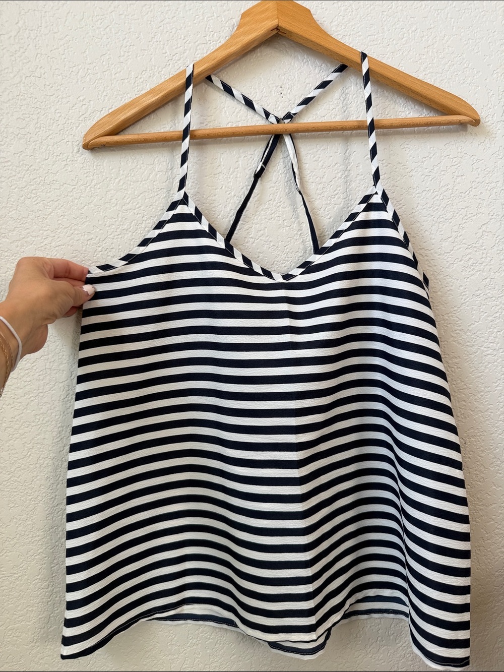 Hollister Tank Top Blouse Striped Blue and White Size Medium
